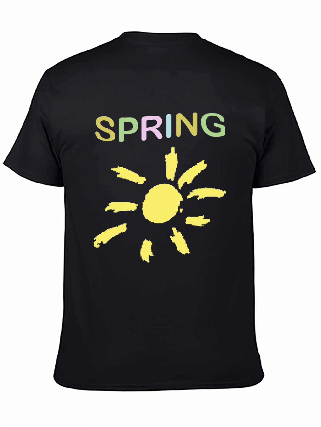 Spring Sunshine Graphic Tee - Soft Black Cotton Shirt
