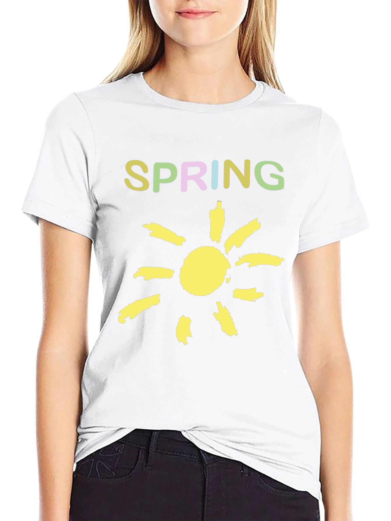 Spring Sunshine Graphic Tee - Soft Black Cotton Shirt