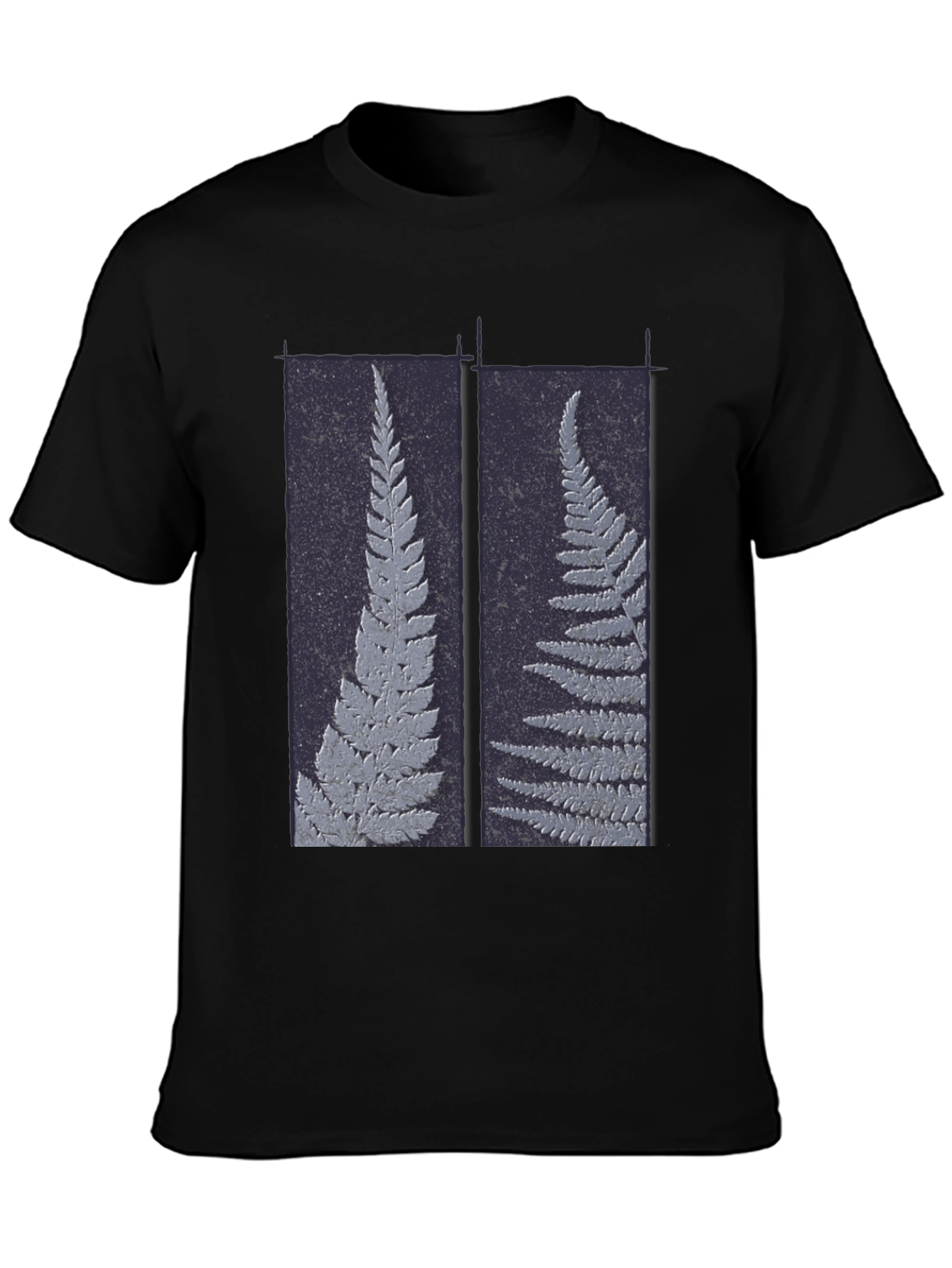 Botanical Fern Print Black Graphic Tee