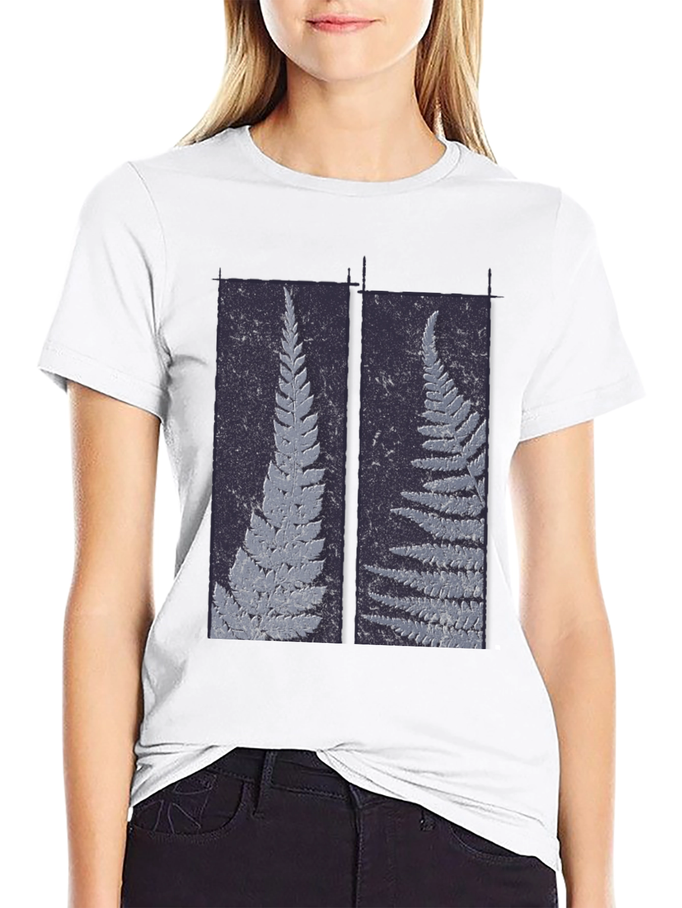Botanical Fern Print Black Graphic Tee