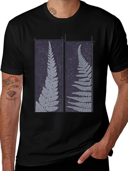 Botanical Fern Print Black Graphic Tee