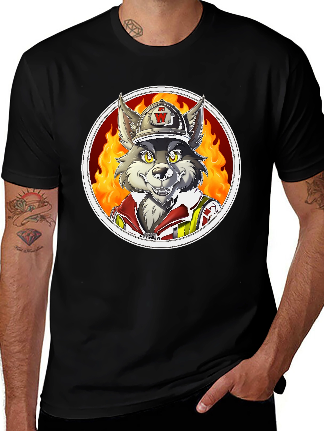 Wolf Firefighter Graphic T-Shirt