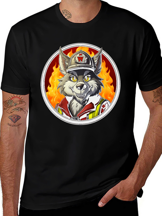 Wolf Firefighter Graphic T-Shirt