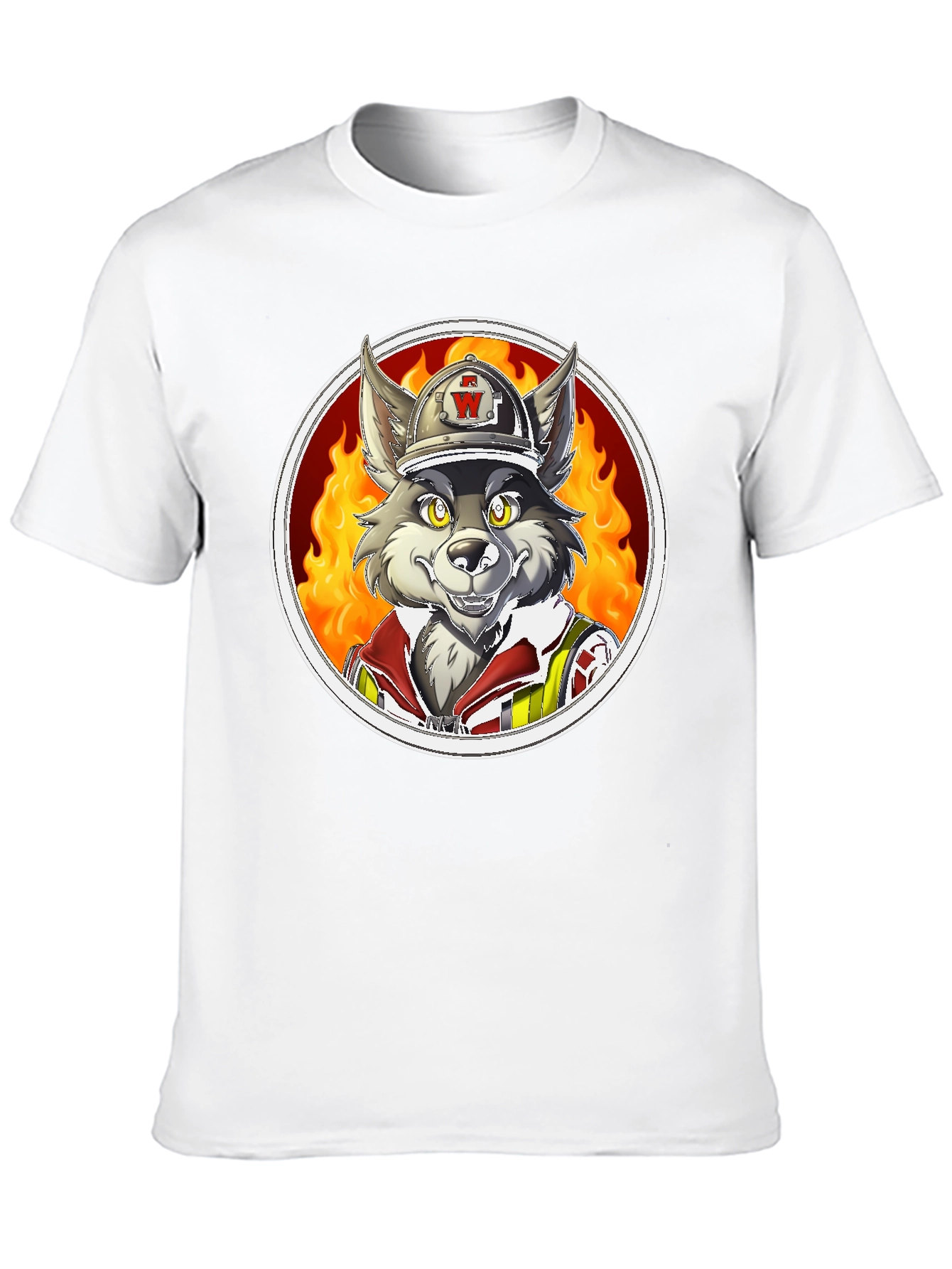 Wolf Firefighter Graphic T-Shirt