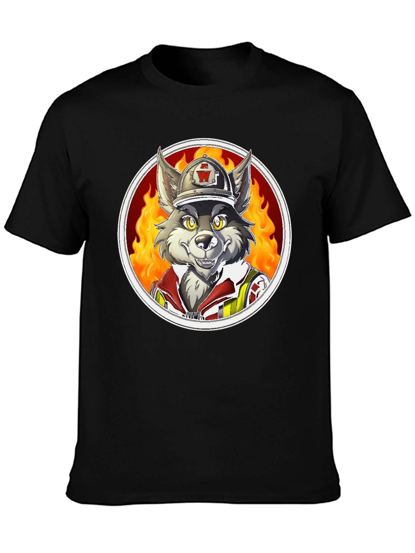 Wolf Firefighter Graphic T-Shirt