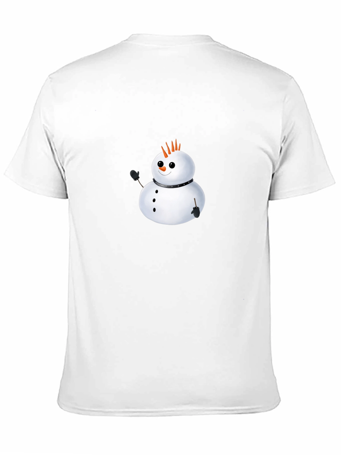 Punk Snowman Graphic Tee - Black Cotton Casual