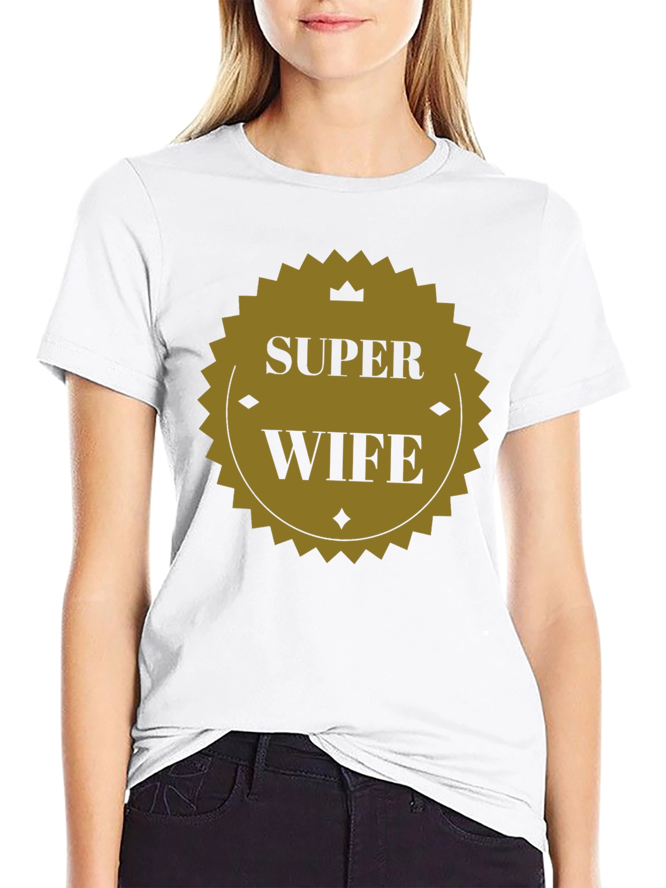 Super Wife Graphic Tee - Black Crew Neck T-Shirt
