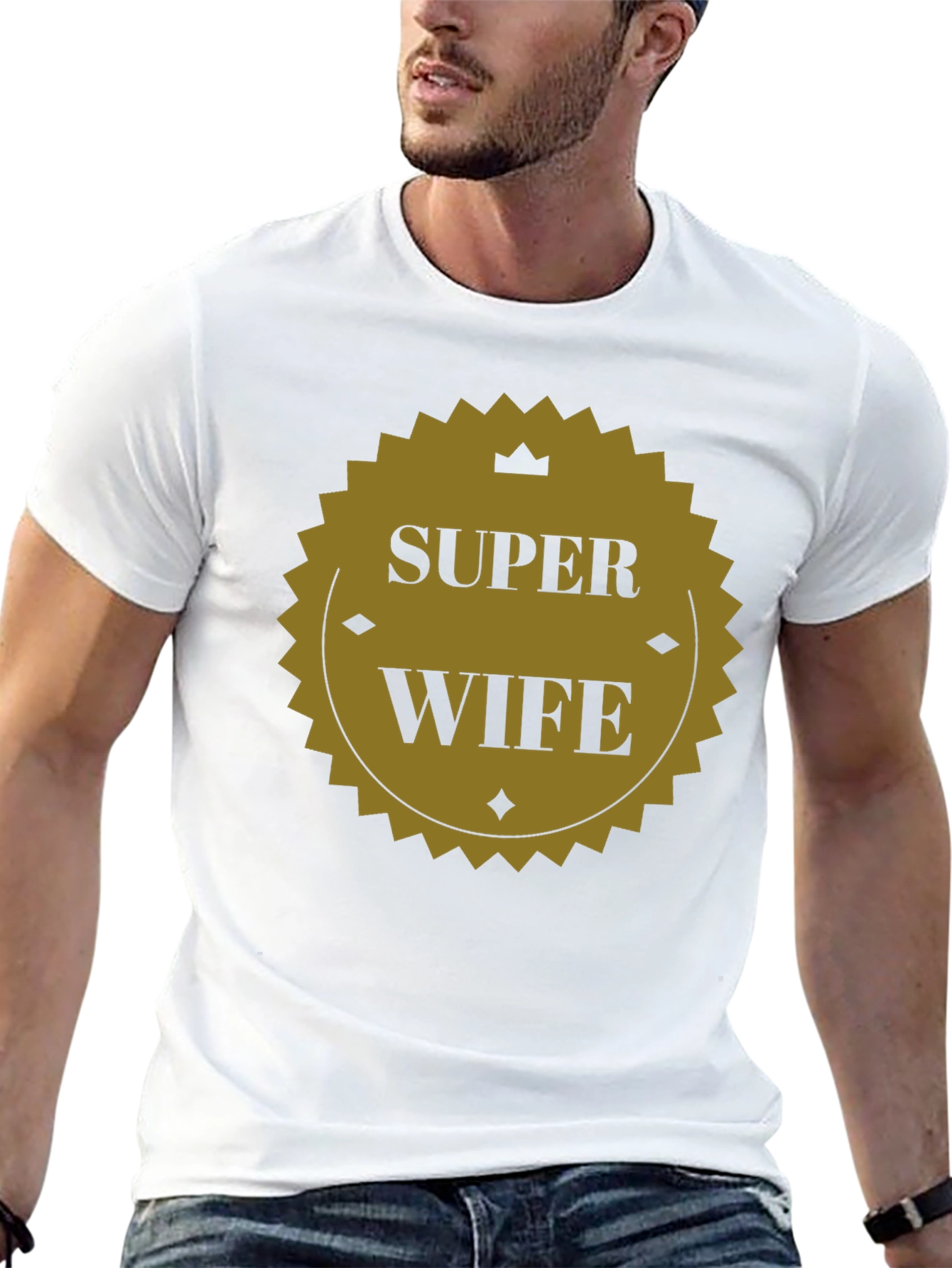 Super Wife Graphic Tee - Black Crew Neck T-Shirt