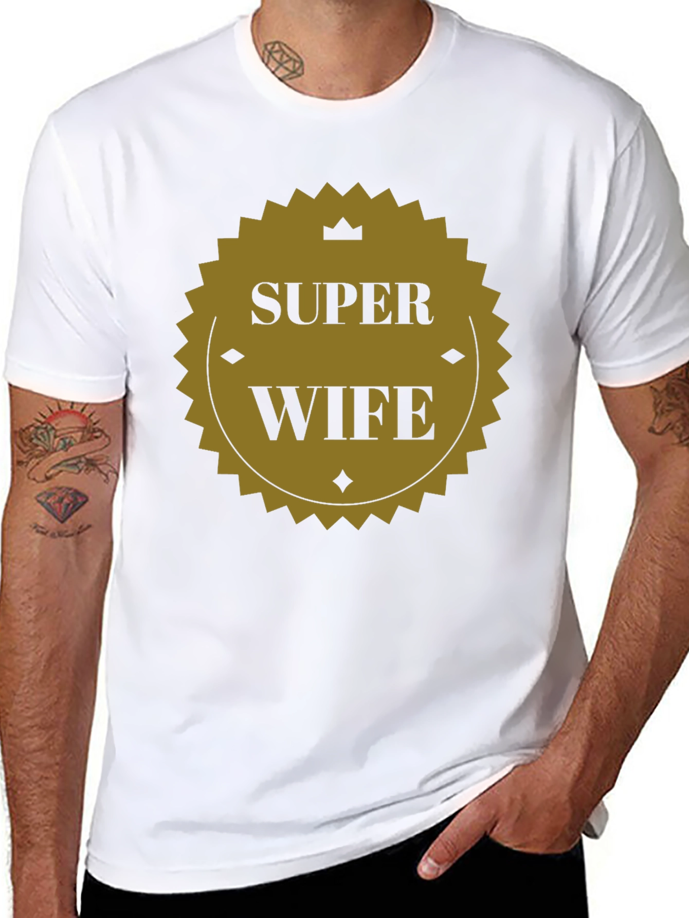 Super Wife Graphic Tee - Black Crew Neck T-Shirt