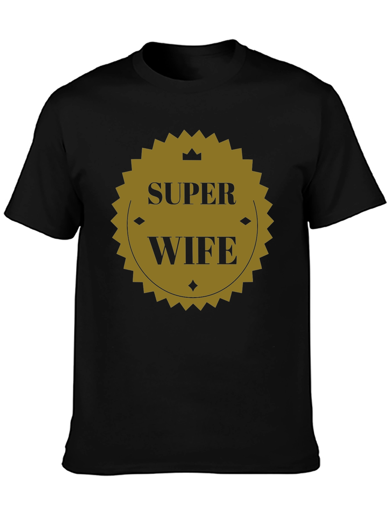 Super Wife Graphic Tee - Black Crew Neck T-Shirt