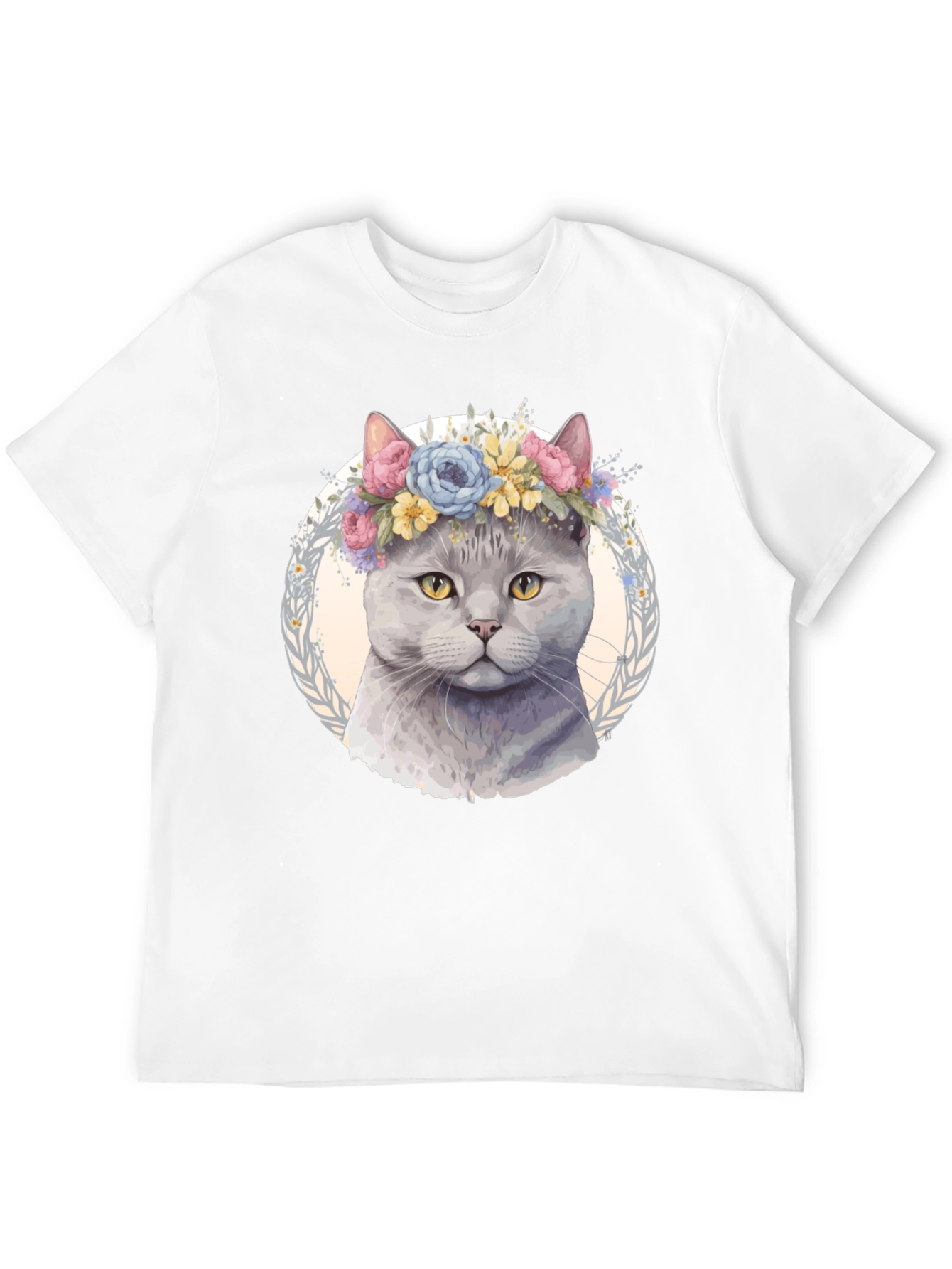 Cat with Floral Crown T-Shirt - Unique Design