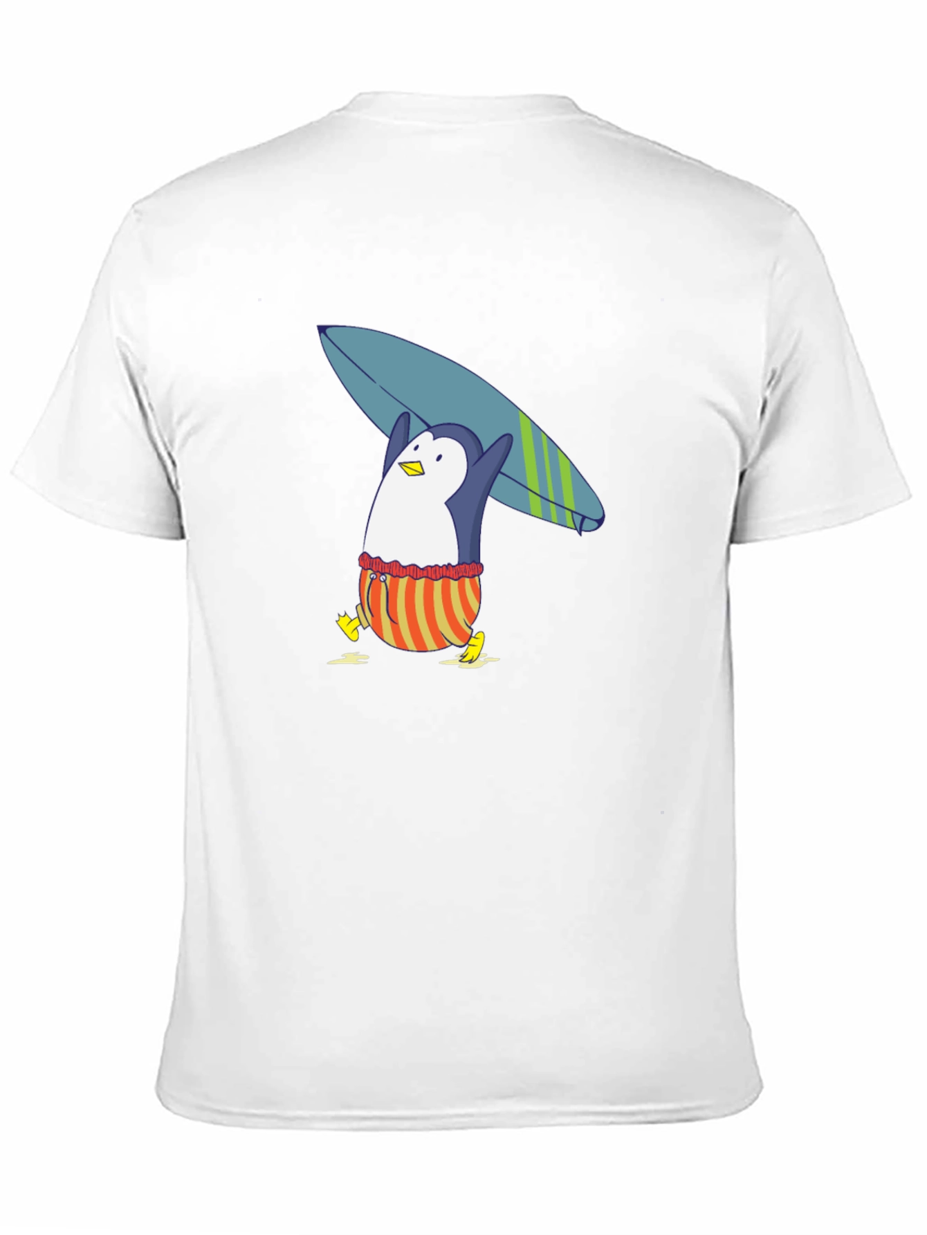 Surfing Penguin Graphic Tee - Black Cotton T-Shirt