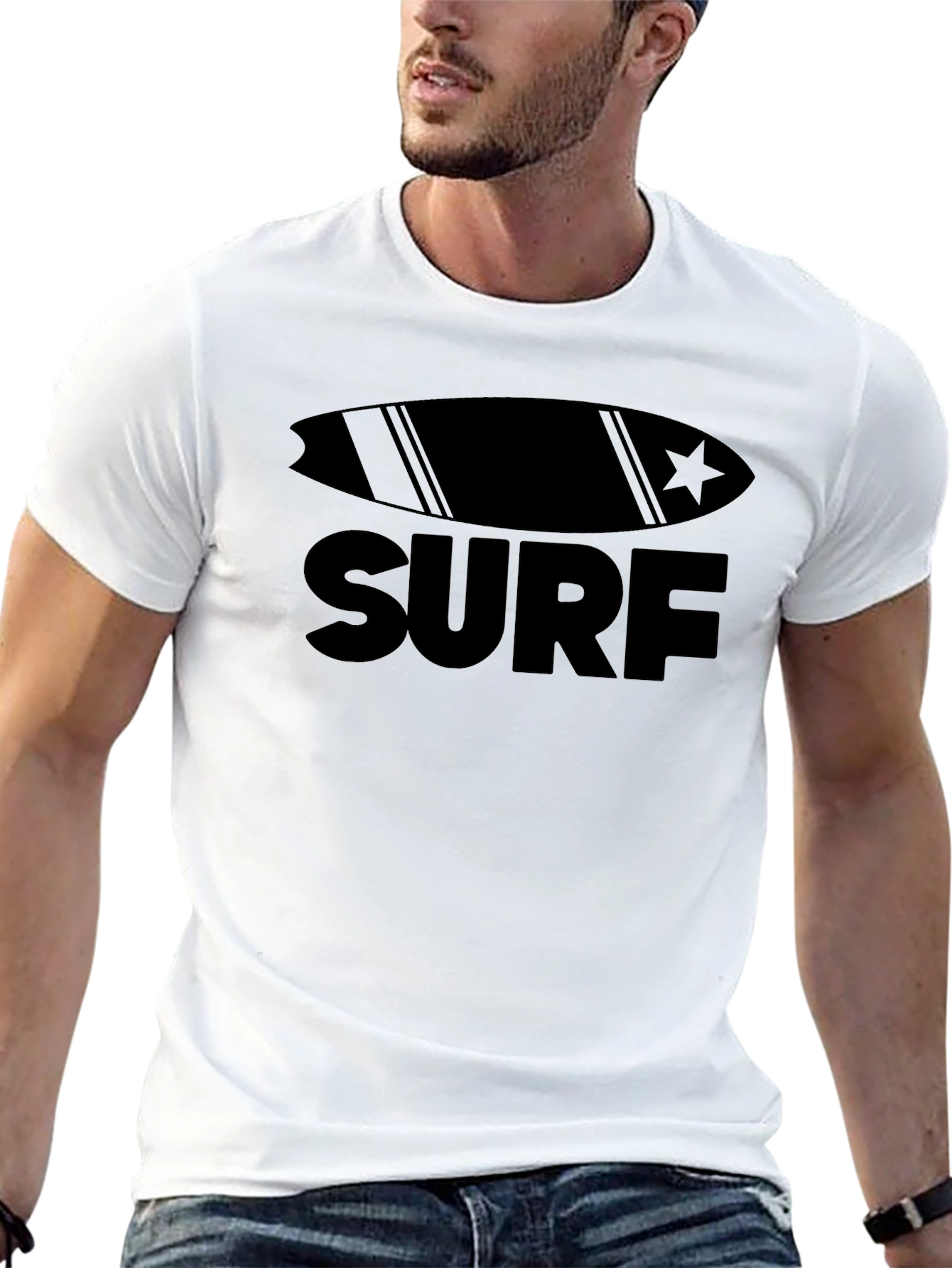 Surfboard Graphic Black T-Shirt