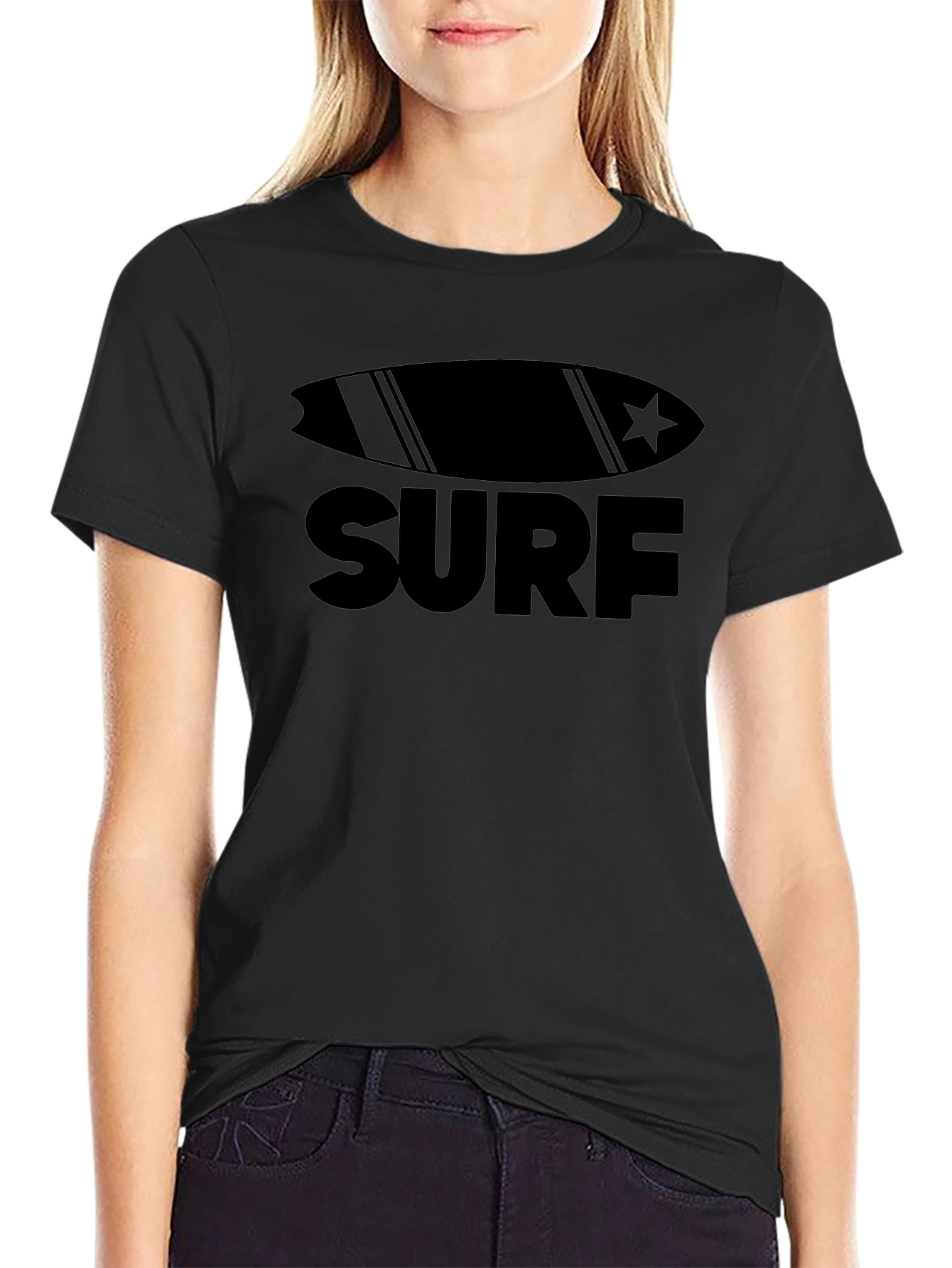 Surfboard Graphic Black T-Shirt