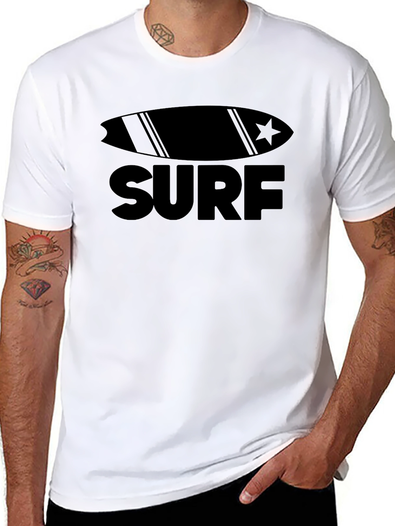 Surfboard Graphic Black T-Shirt
