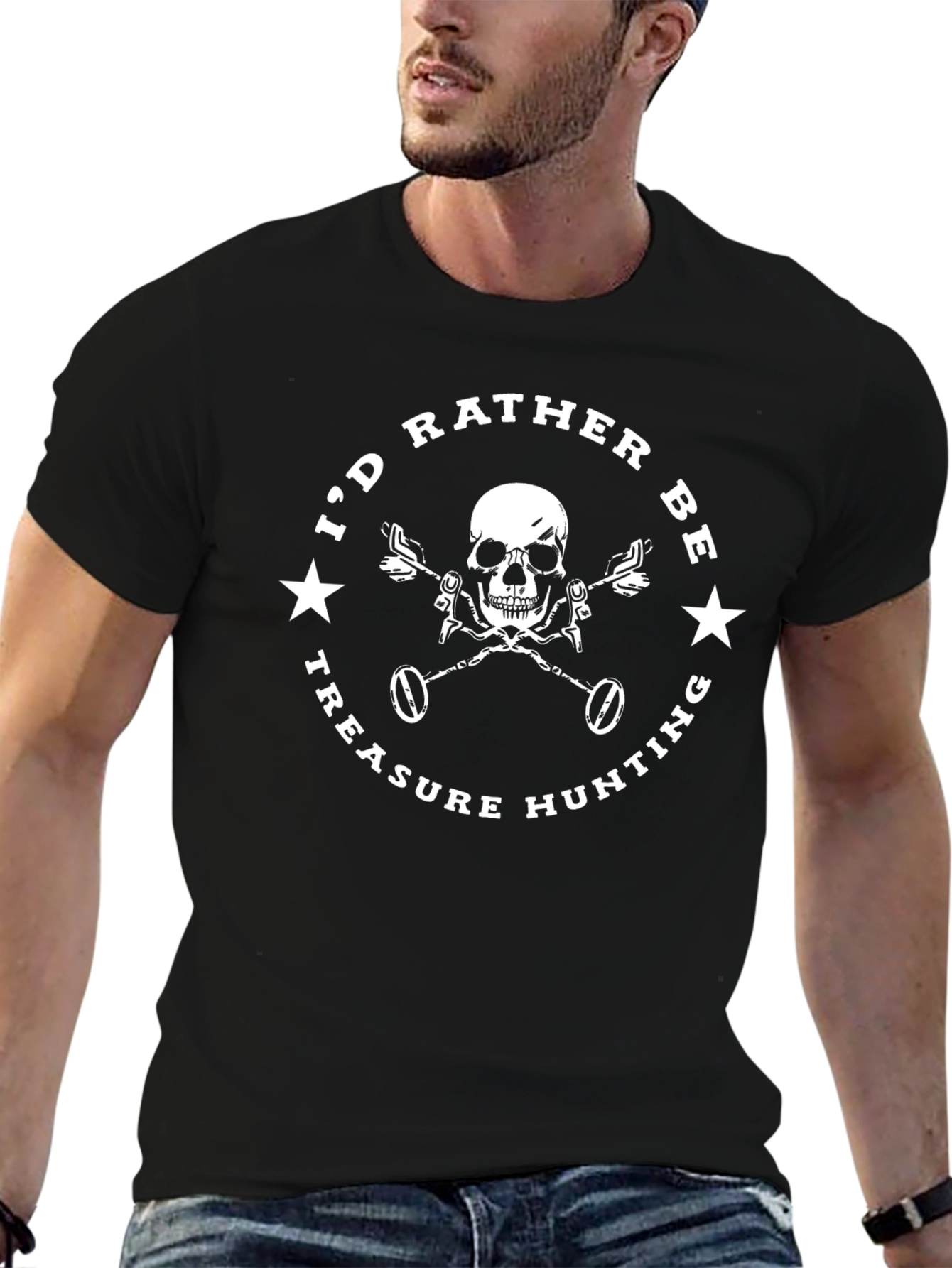 Treasure Hunting Skull Graphic T-Shirt