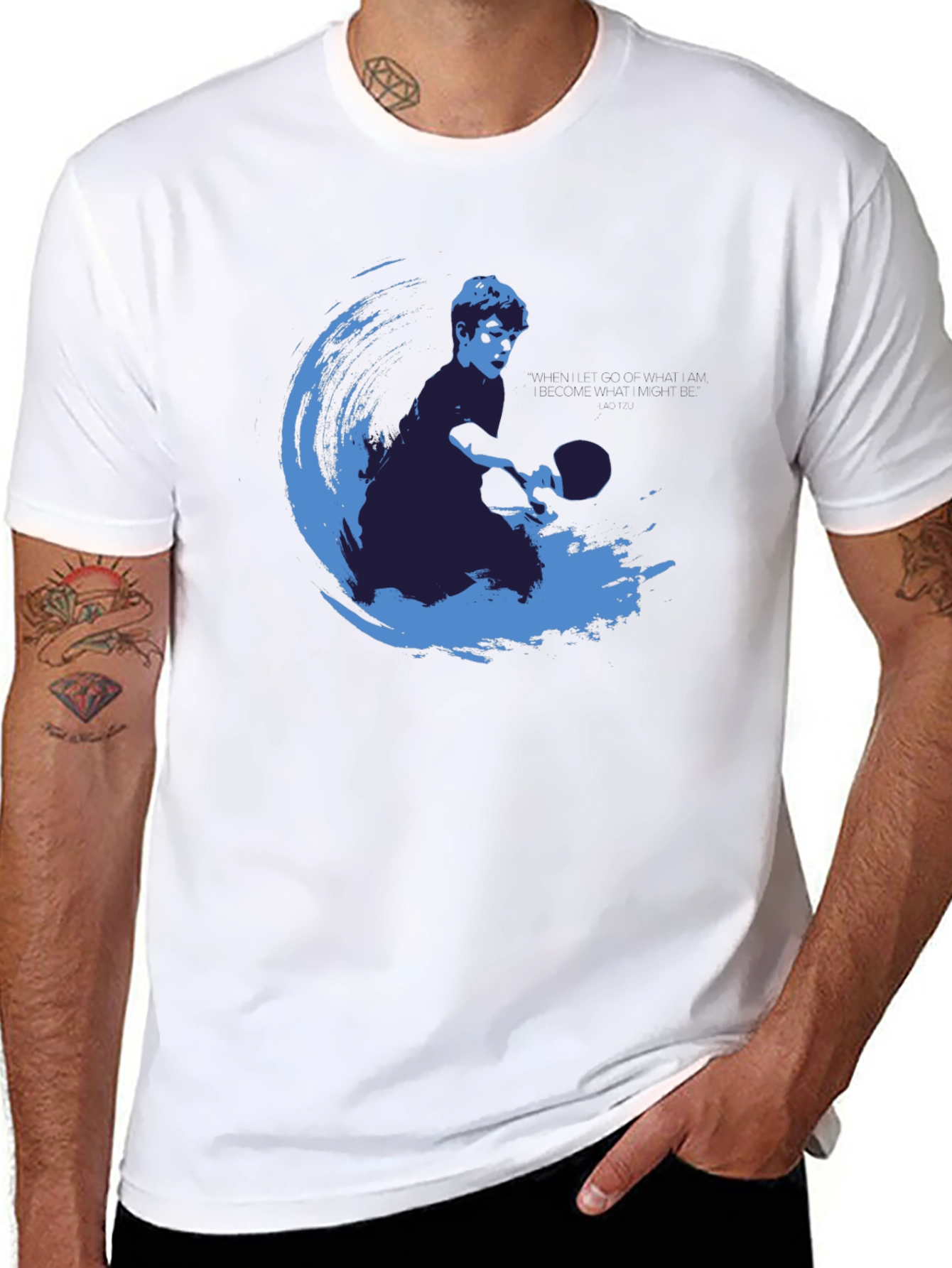 Table Tennis Player Graphic Tee - Modern Blue Design