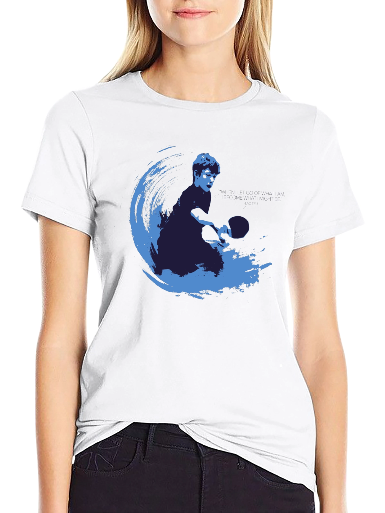 Table Tennis Player Graphic Tee - Modern Blue Design