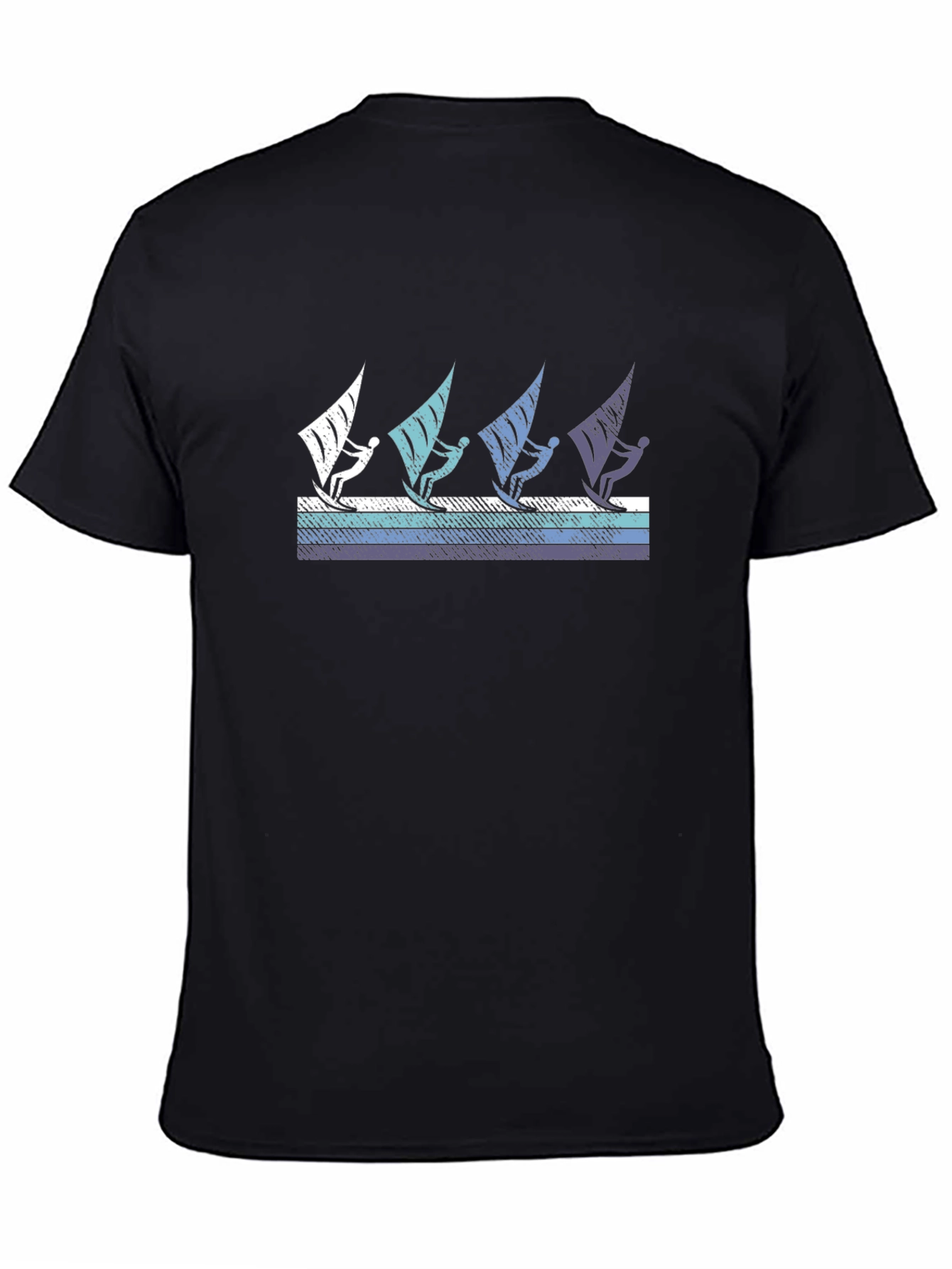 Windsurfing Graphic Tee - Black Cotton T-Shirt