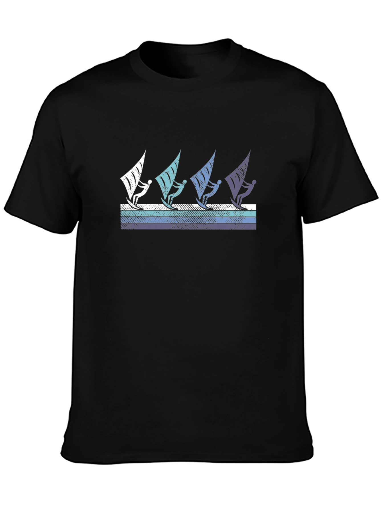 Windsurfing Graphic Tee - Black Cotton T-Shirt