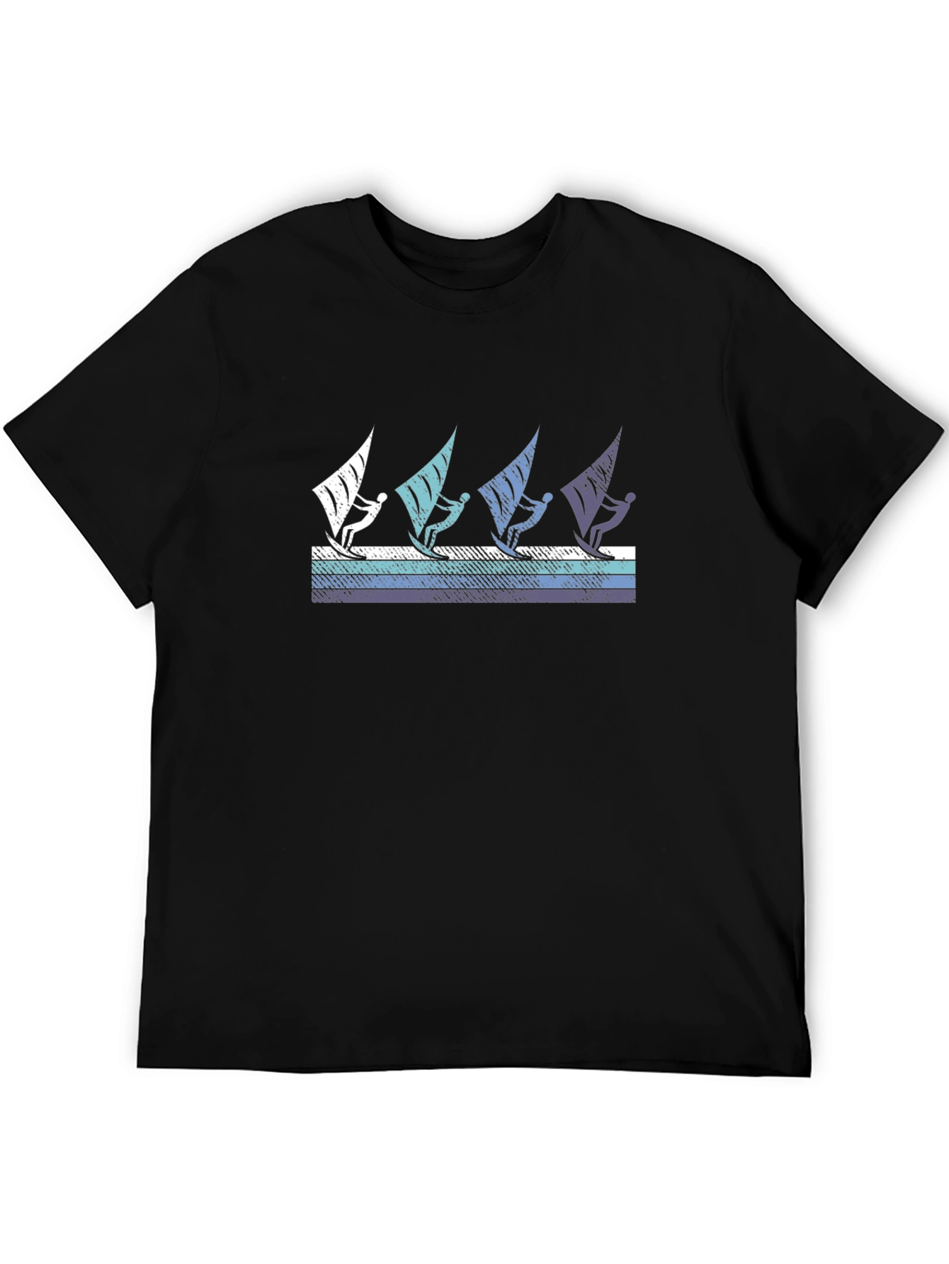 Windsurfing Graphic Tee - Black Cotton T-Shirt