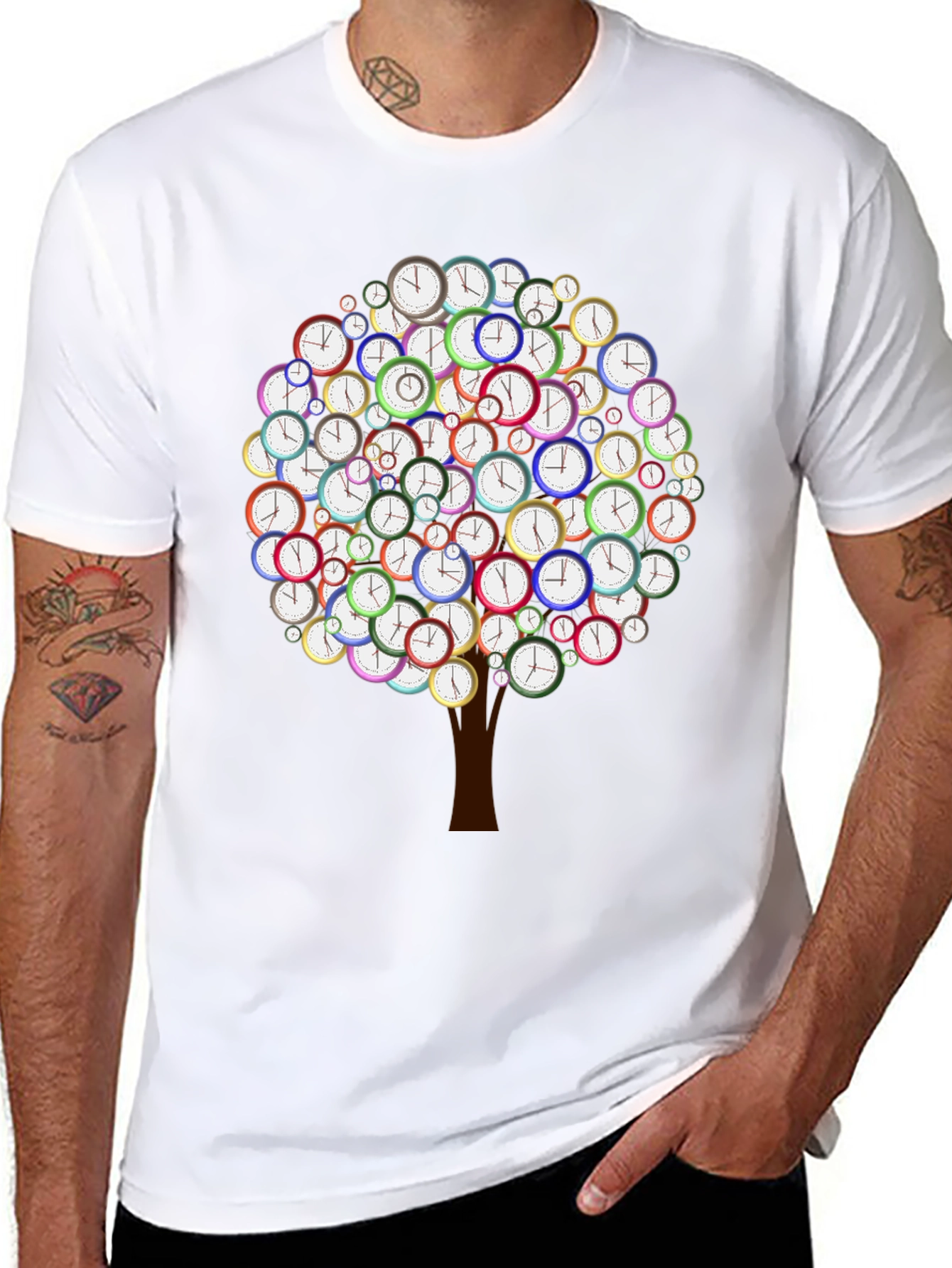 Time Tree Graphic Tee - Quirky Clock Design