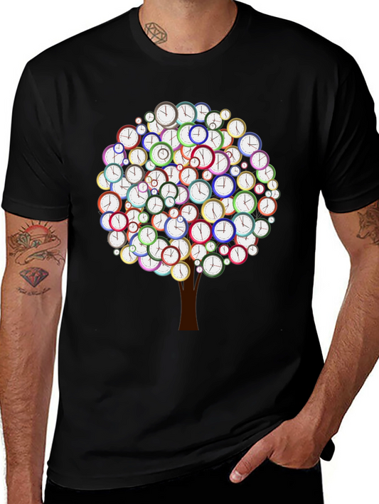 Time Tree Graphic Tee - Quirky Clock Design