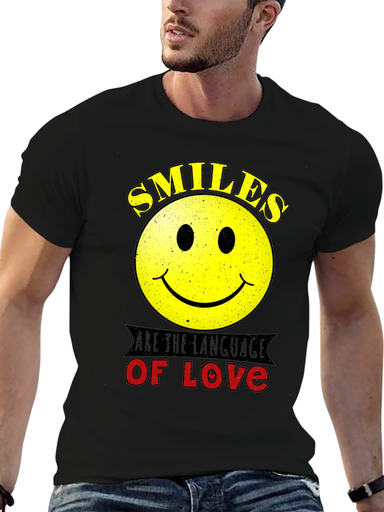 Smiles are the Language of Love Black T-Shirt