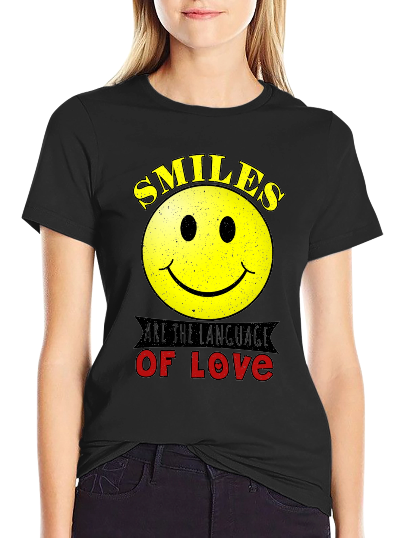 Smiles are the Language of Love Black T-Shirt