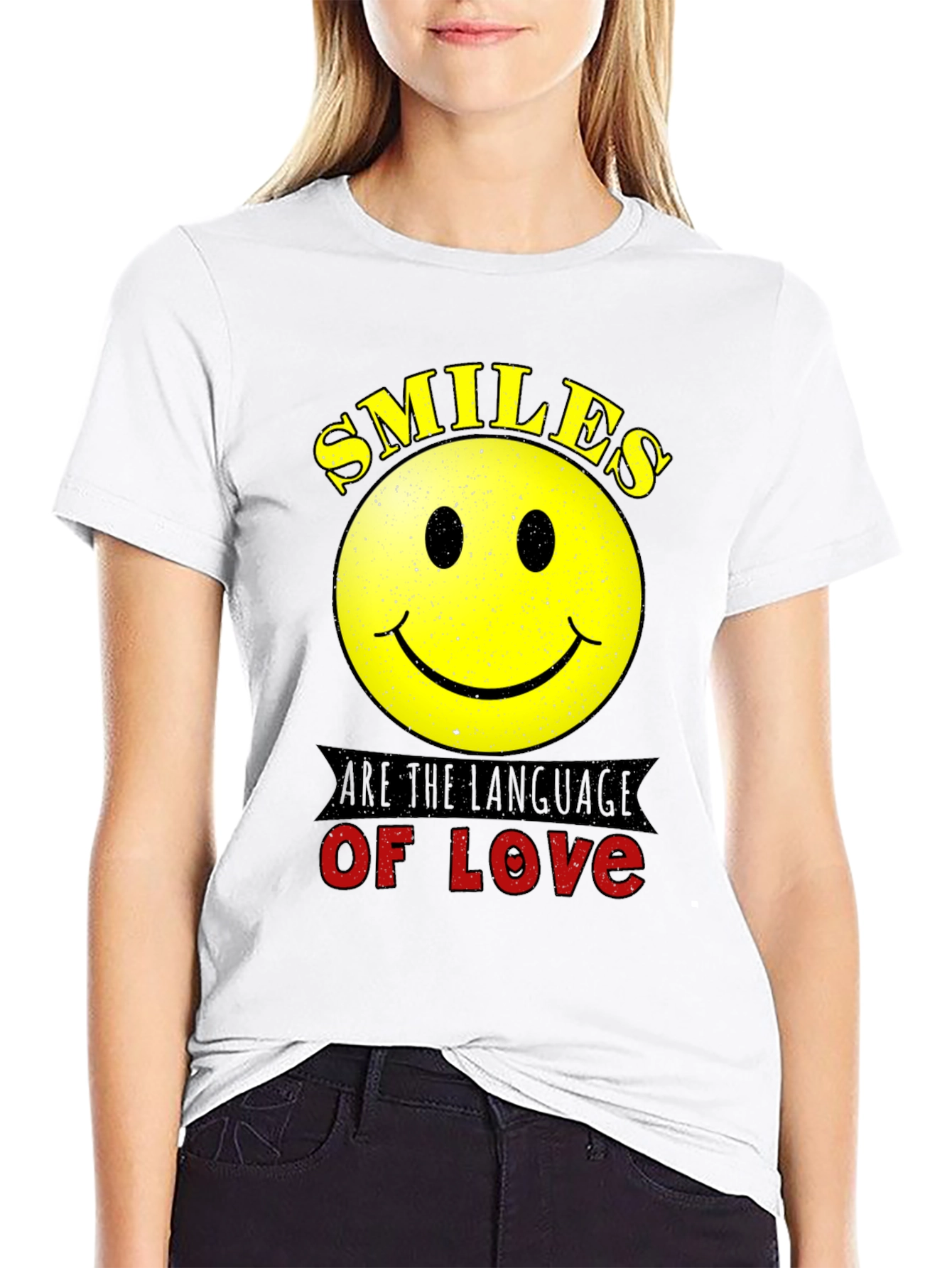 Smiles are the Language of Love Black T-Shirt
