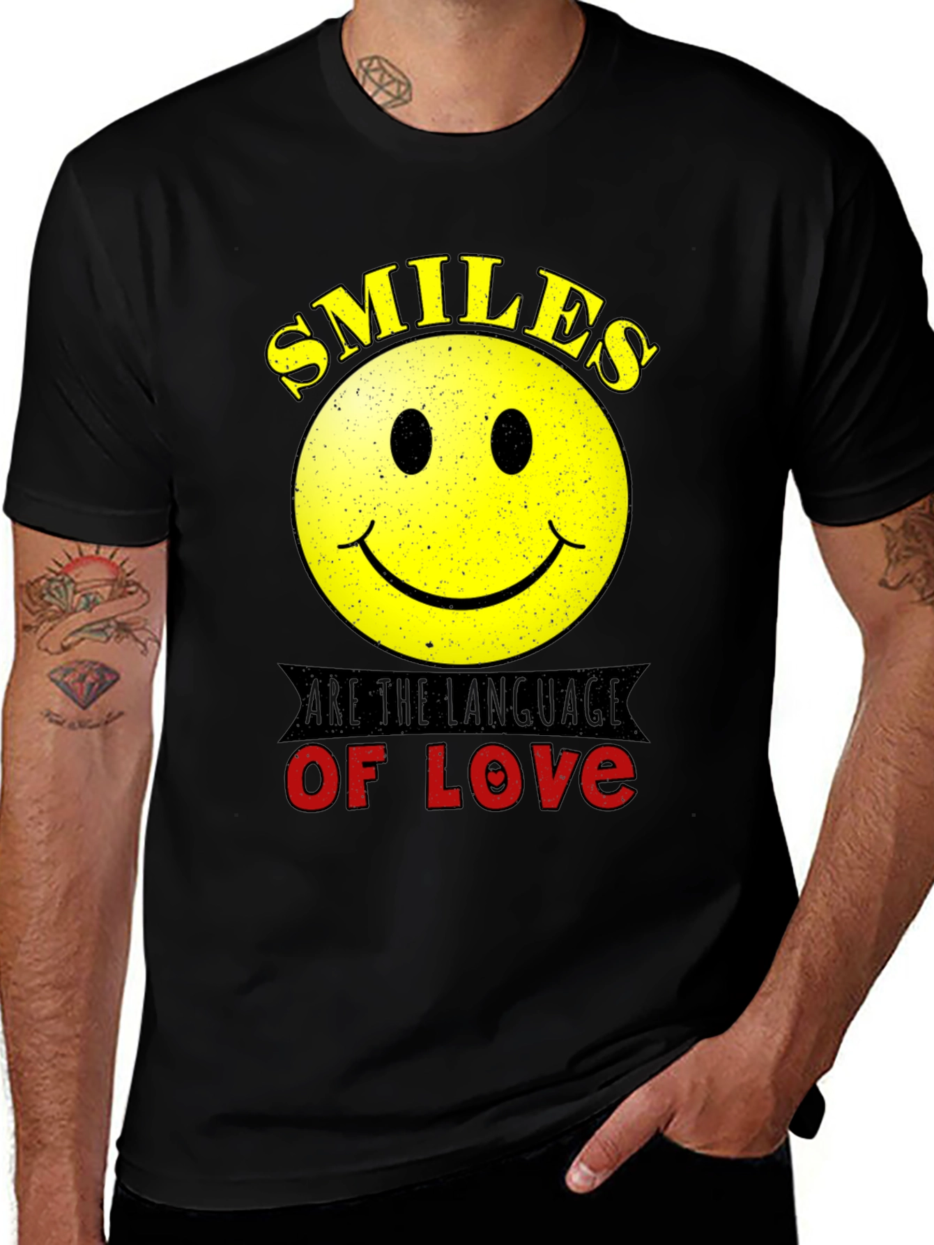 Smiles are the Language of Love Black T-Shirt
