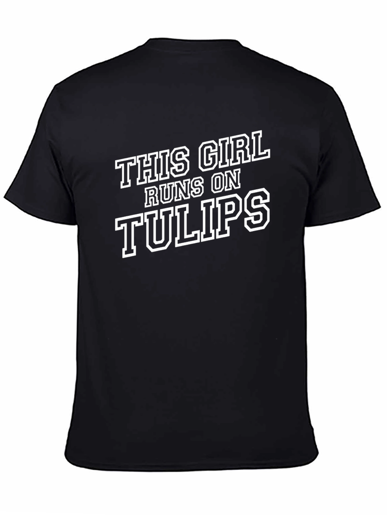This Girl Runs on Tulips Black Graphic Tee