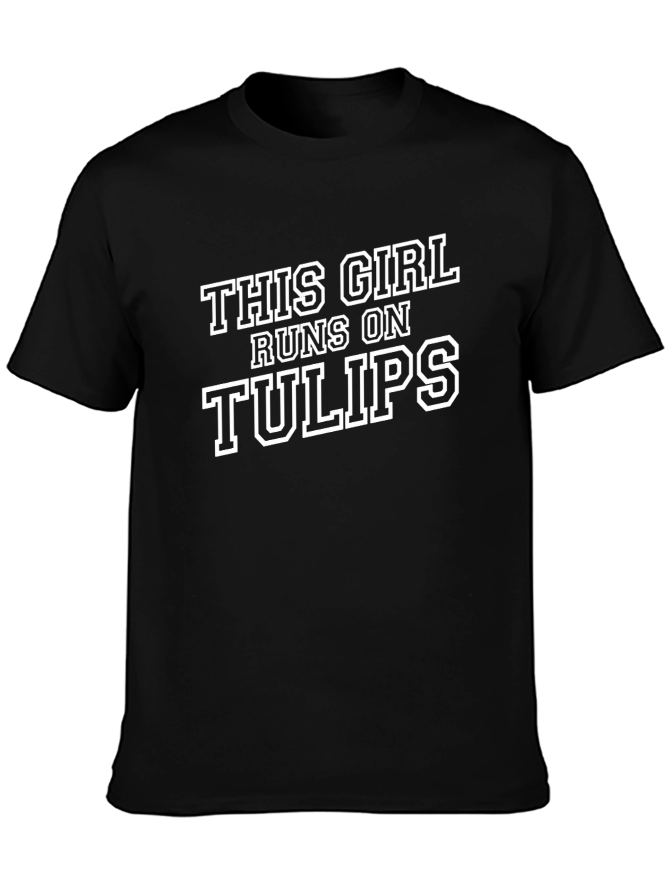 This Girl Runs on Tulips Black Graphic Tee