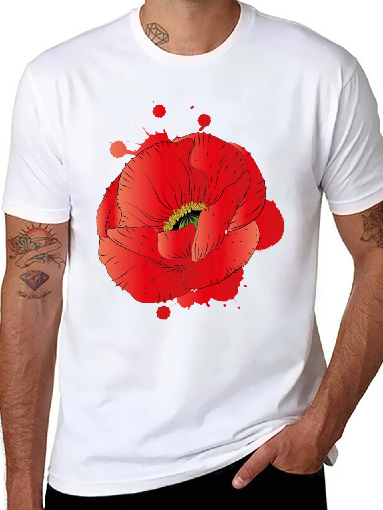 Red Poppy Graphic Print T-Shirt