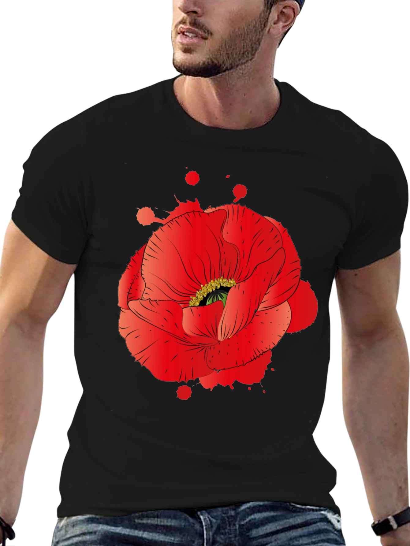 Red Poppy Graphic Print T-Shirt