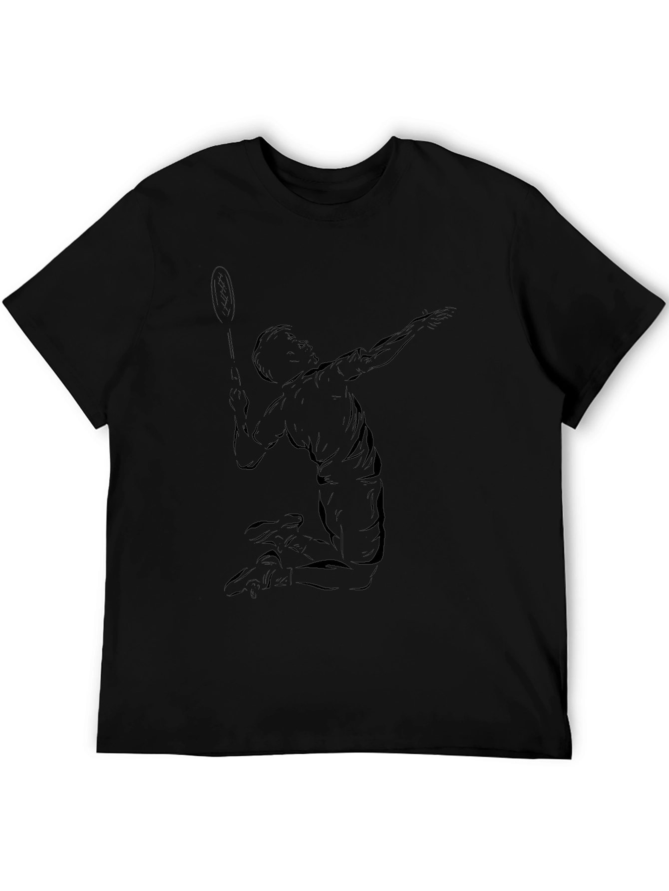 Badminton Player Graphic Tee - Black Cotton