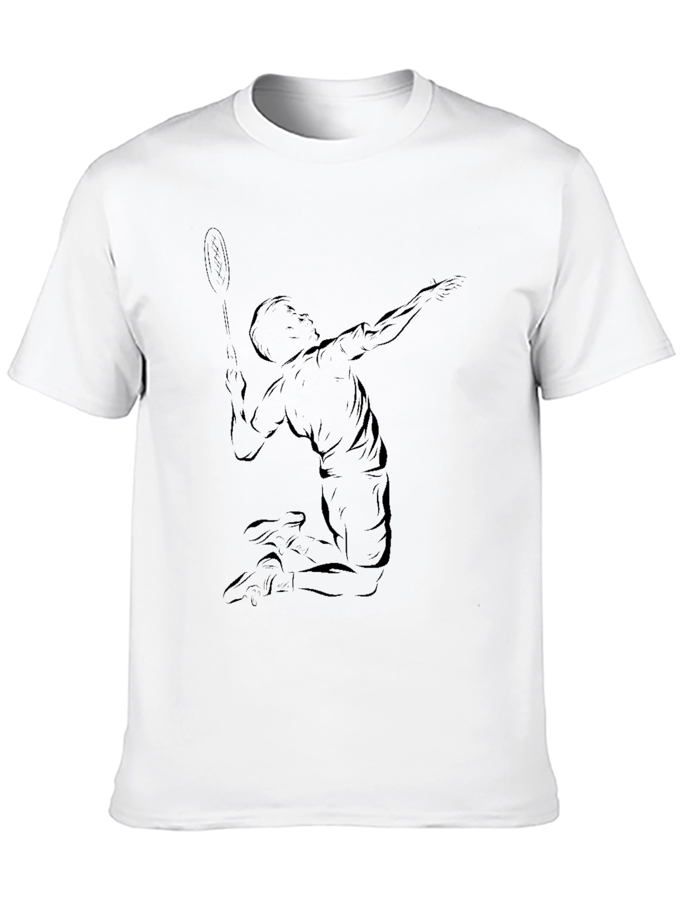 Badminton Player Graphic Tee - Black Cotton