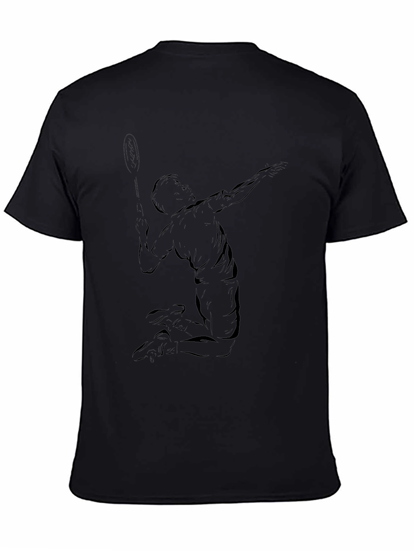 Badminton Player Graphic Tee - Black Cotton