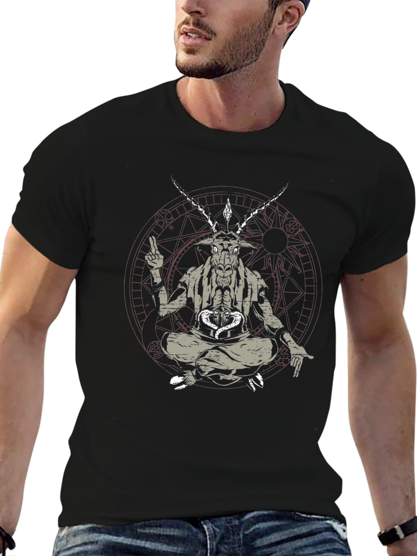 Baphomet Tee - Occult Goat Head Design