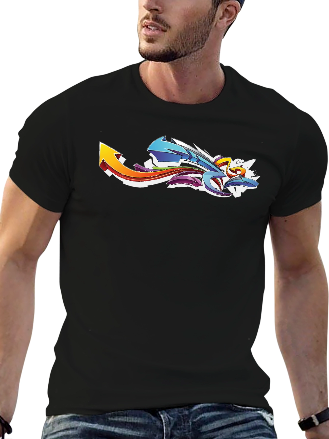 Abstract Graffiti Graphic Black T-Shirt