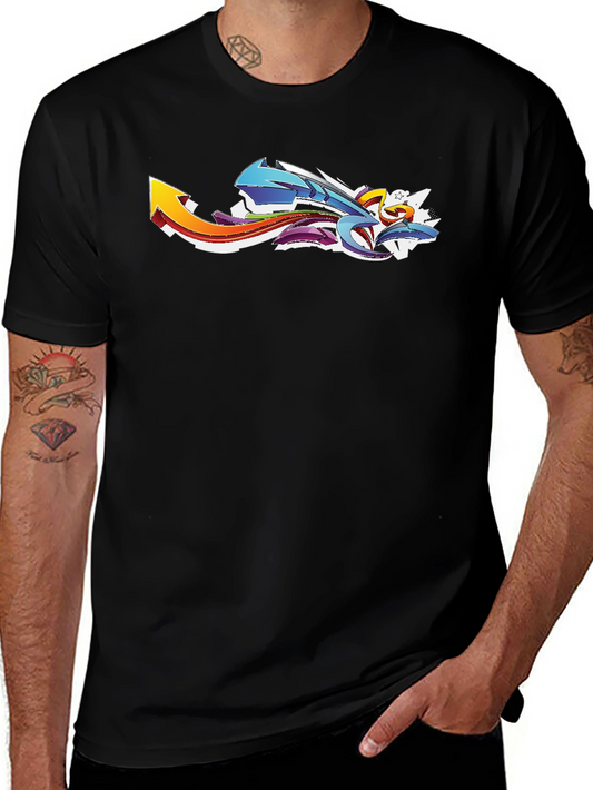 Abstract Graffiti Graphic Black T-Shirt