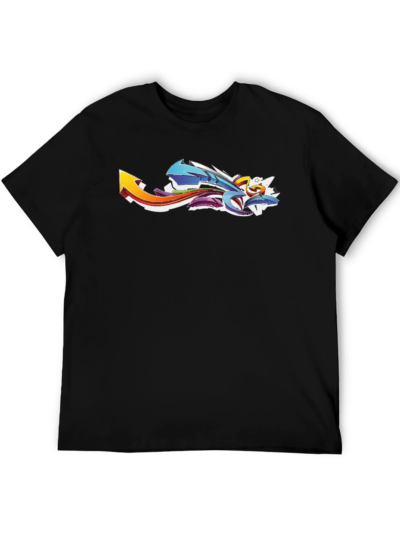 Abstract Graffiti Graphic Black T-Shirt