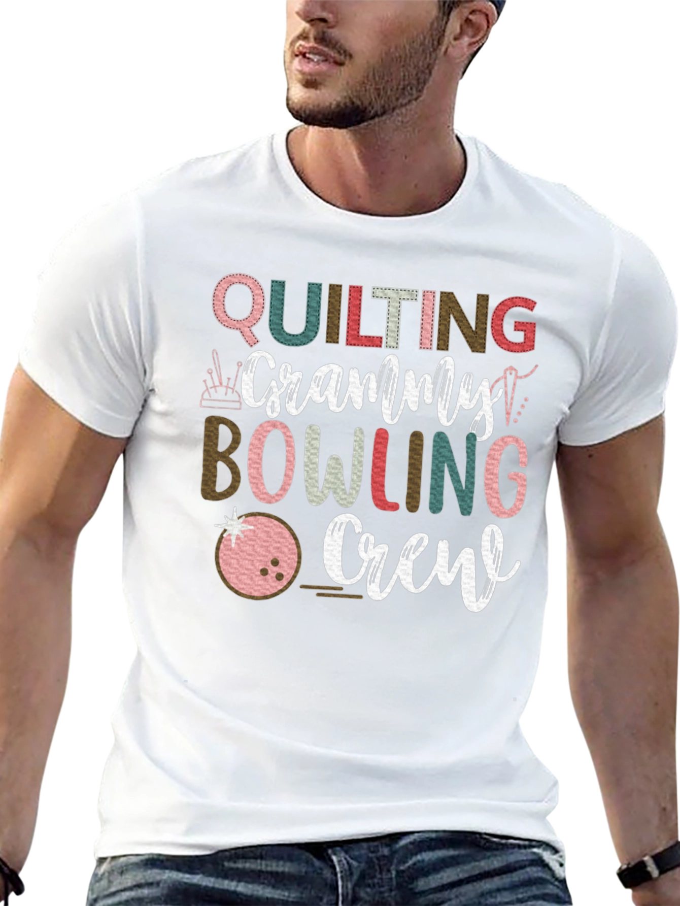 Quilting Granny Bowling Crew Graphic Tee