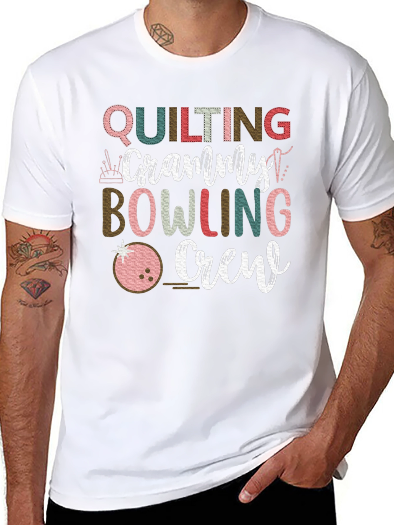 Quilting Granny Bowling Crew Graphic Tee
