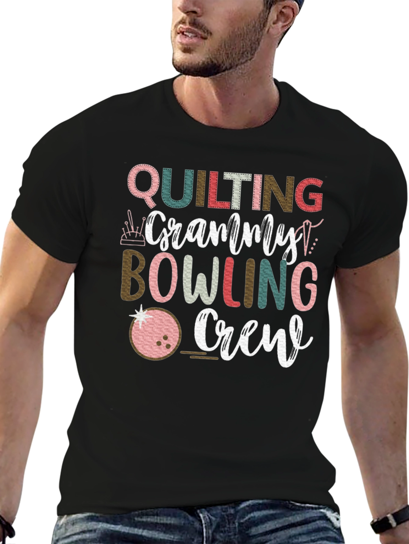 Quilting Granny Bowling Crew Graphic Tee