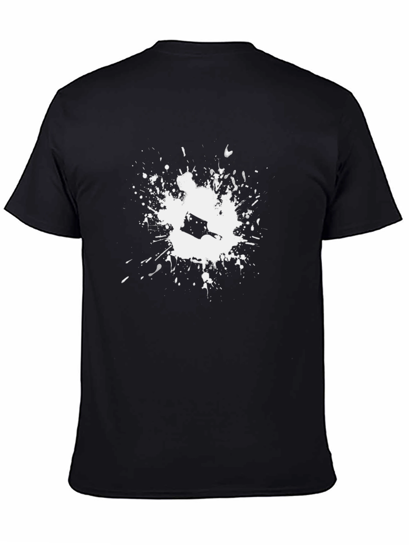 Black T-Shirt with Paint Splatter Design
