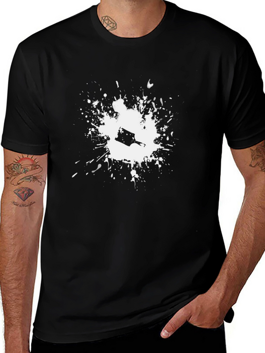 Black T-Shirt with Paint Splatter Design