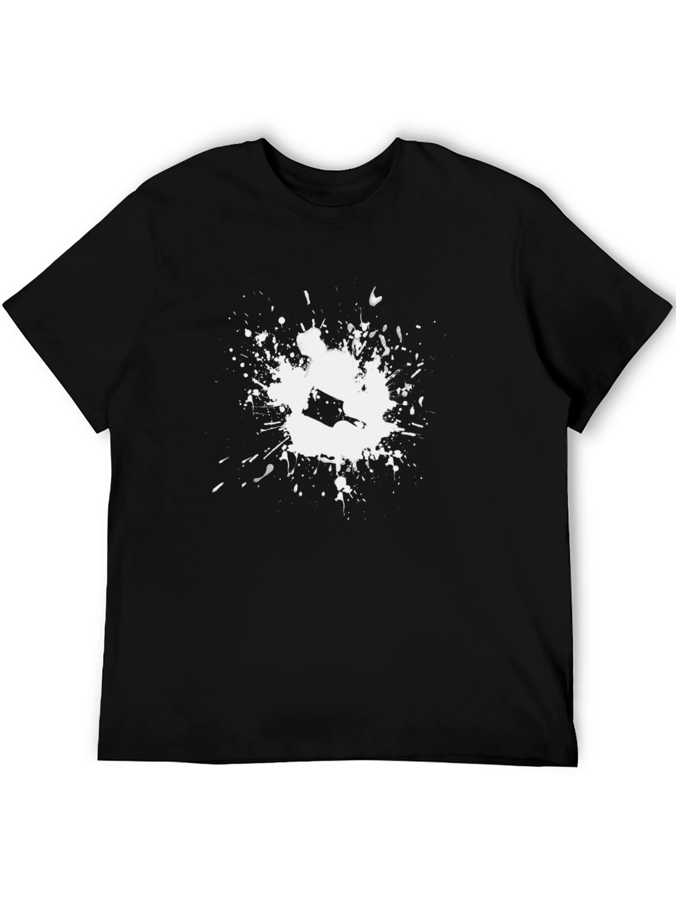Black T-Shirt with Paint Splatter Design