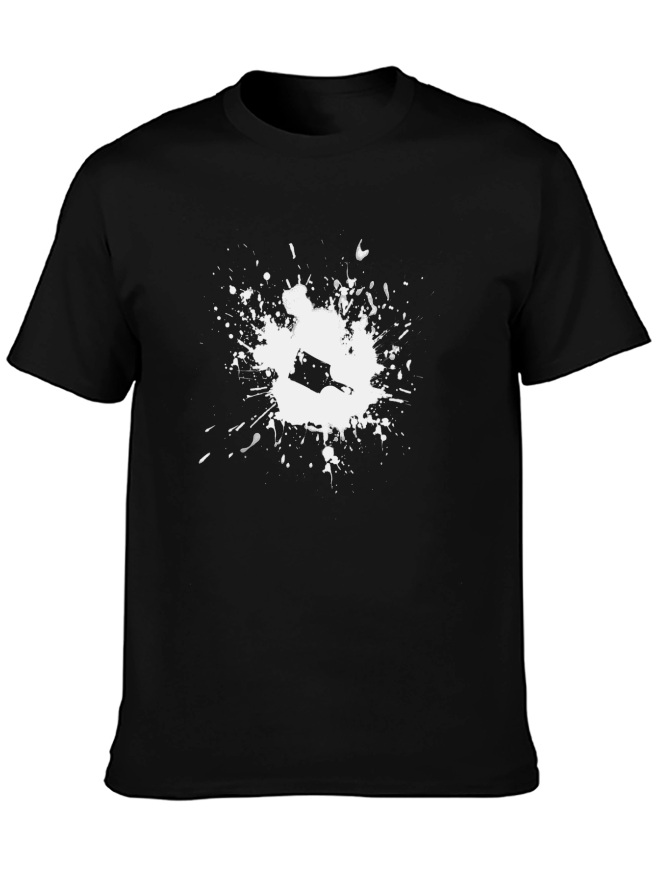 Black T-Shirt with Paint Splatter Design