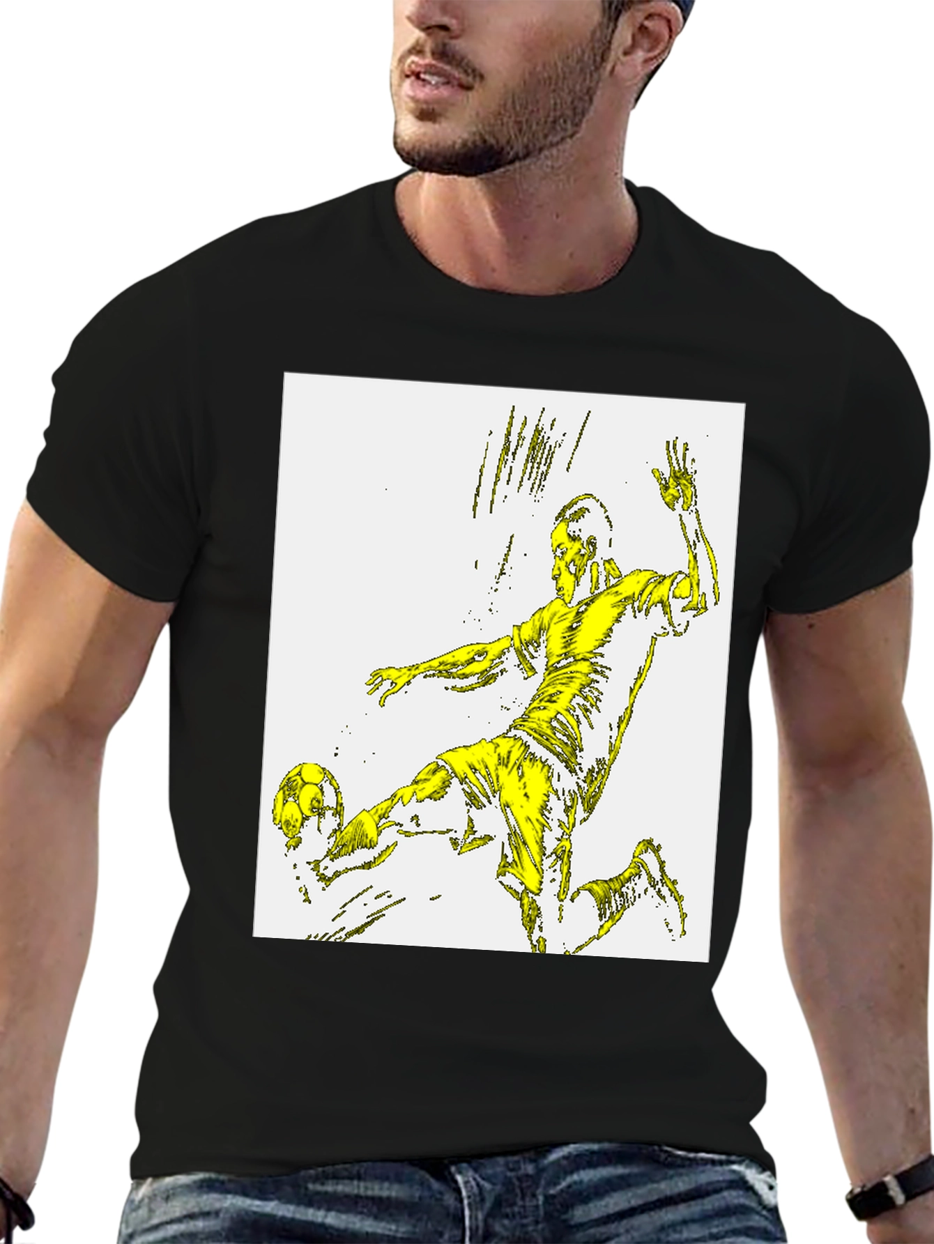 Soccer Player Graphic Tee - Black